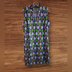 Katherine Way Dress XL Green Pineapples